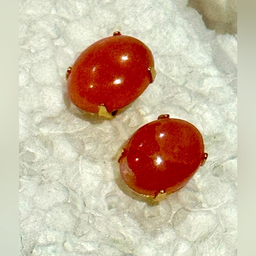 Rhodochrosite cabochon earrings w/ 14k settings